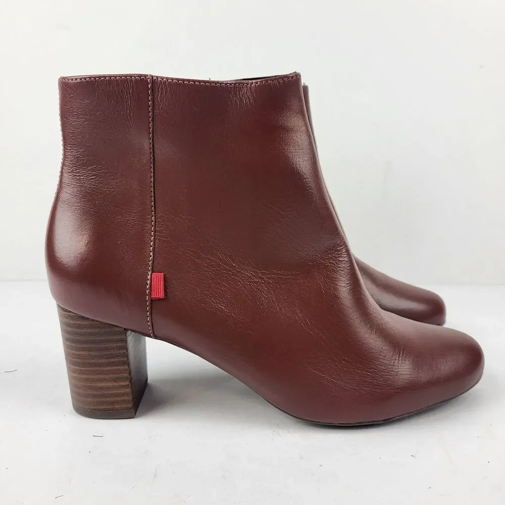 Marc Joseph New York Charles St Leather Ankle Bootie Reddish Brown Size 9